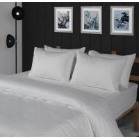 Tek Kişilik - Lastikli - Beyaz Pamuk Saten Çizgili Otel  Nevresim Takımı